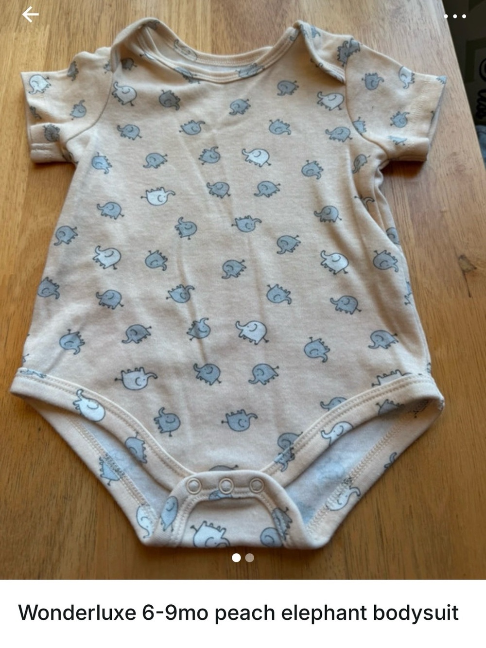 Peach Elephant Short-Sleeve One-Piece Bodysuit 6-9